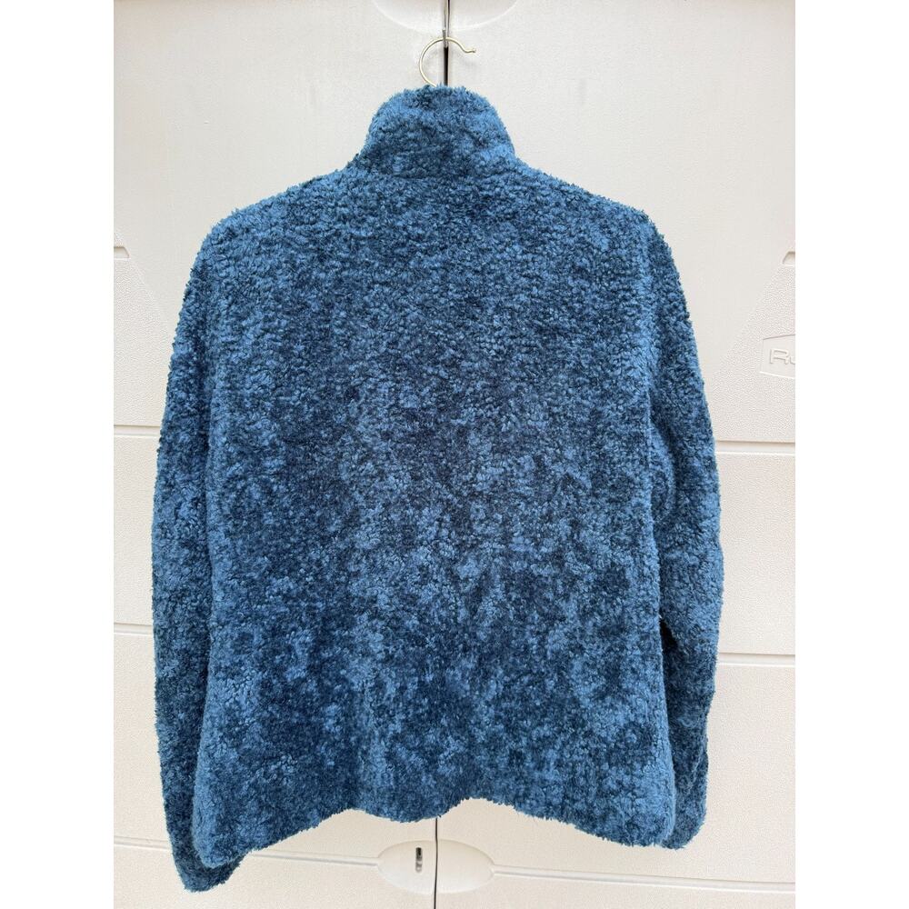 Pendleton Teal Hi Pile Fleece Teddy Jacket Plaid Trim Full Zip Sz M Outdoor Cozy - Picture 6 of 13